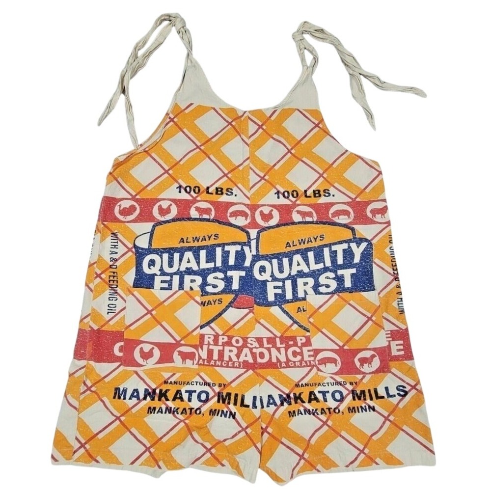 Jaded Gypsy Mankato Mills Romper Shortalls Overalls L / XL Feed Sack Cottagecore